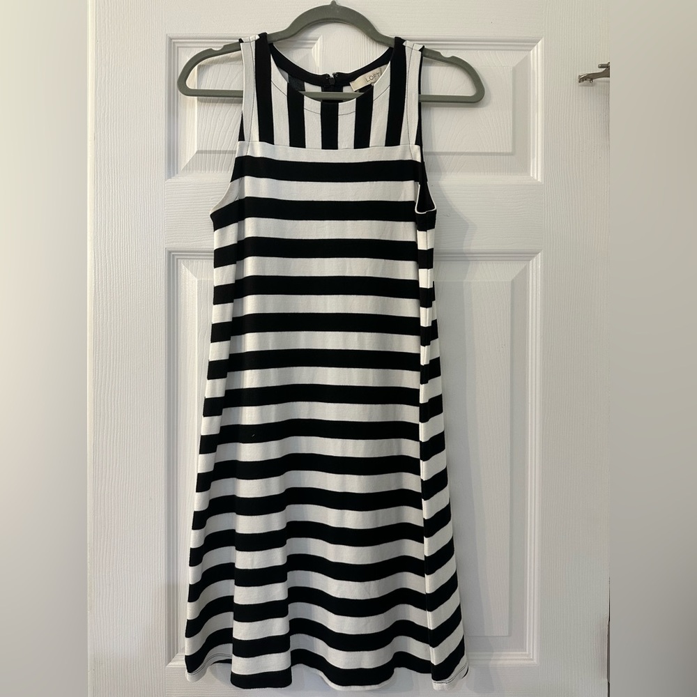 Loft - Black and White Striped Dress